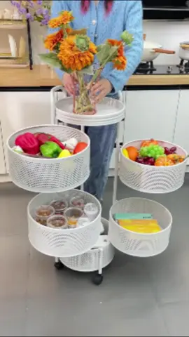 Rotating Swift stacking 360 Trolly-sleek metalorganizer on wheels for modern kitchen ,homeessentials, pantry & bathroom#ViralHomeStyle#comfyzonemilano#organizer#kitchentrolly