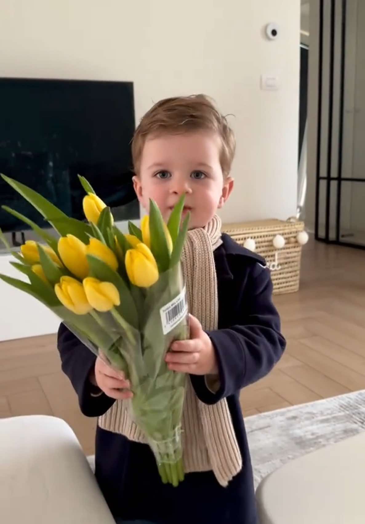 My husband raising kind & thoughtful boys 🥹🥹🥹  #mom #momlife #toddler #fatherandson #flowers 