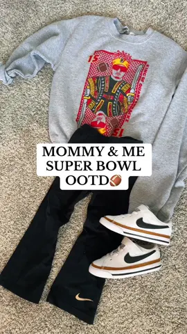 Mommy and me Super Bowl outfits🏈❤️ #mommyanddaughter #mommyandmeoutfits #superbowlootd #superbowlsunday #chiefskingdom #momoftoddlers 