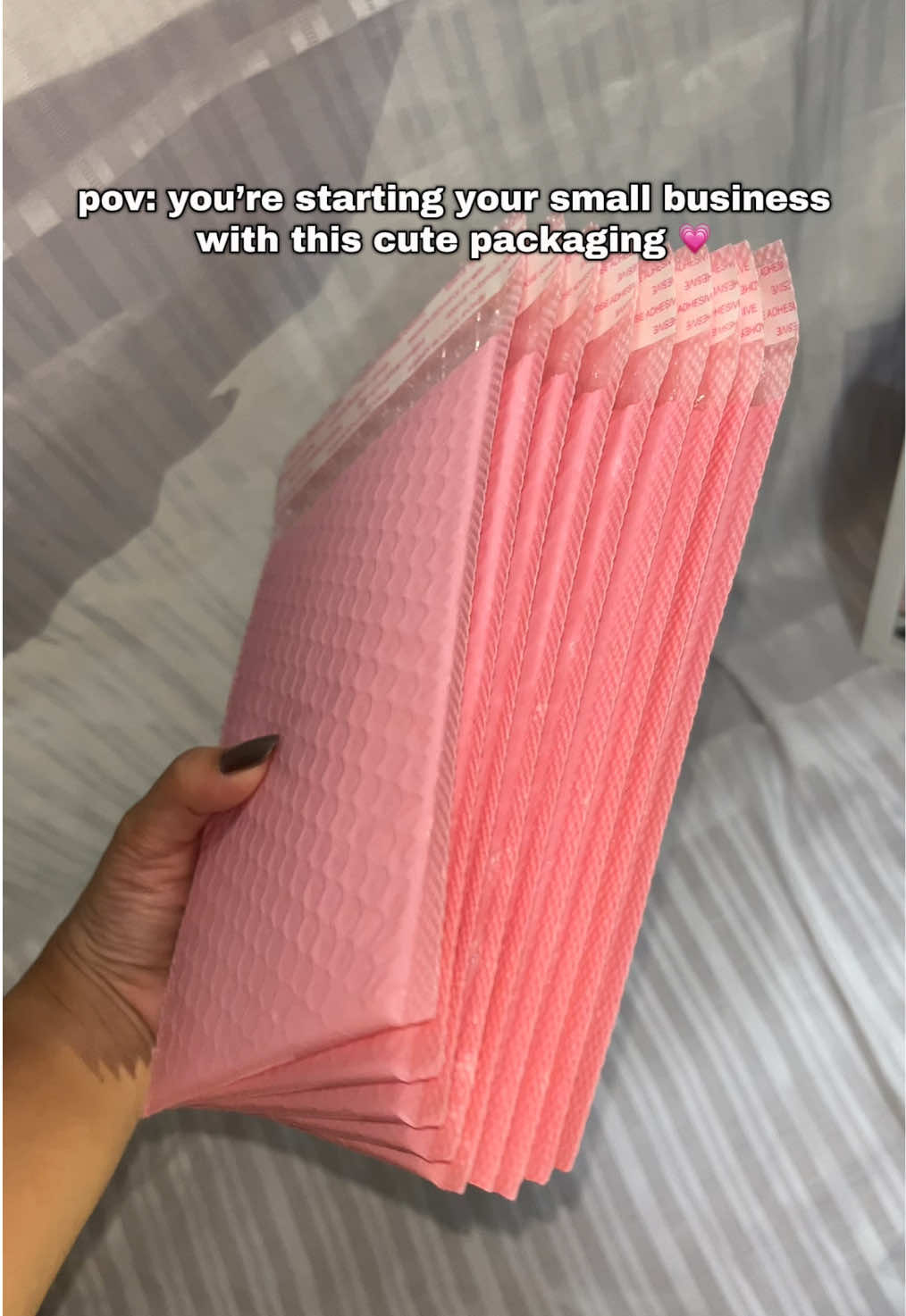 cutesy! #fyp ##packagingideas #smallbusinesspacking #bubblemailers #packaging #pink #bubblewrap #pouch #adhesive #foryou 