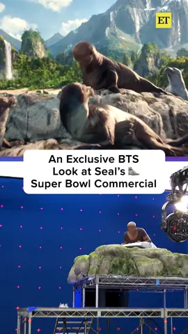 Seal becomes a seal 😌 Only ET was behind the scenes for Mountain Dew's Super Bowl commercial 🥤🦭 #seal #mountaindew #SuperBowl #behindthescenes