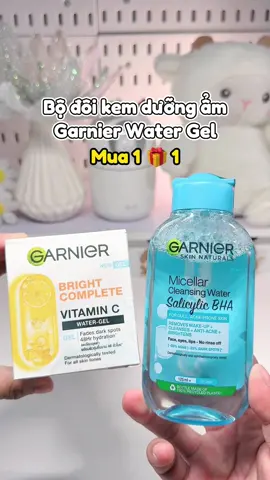 Bộ đôi kem dưỡng ẩm Garnier Vitamin C giúp s.áng da, mờ t.hâm và cấp ẩm cho da. Kèm nước tẩy trang Garnier dành cho da dầu mụn #watergelgrn #garnier #kemduongam #duongsangda #kemduongamgarnier #vitaminc 