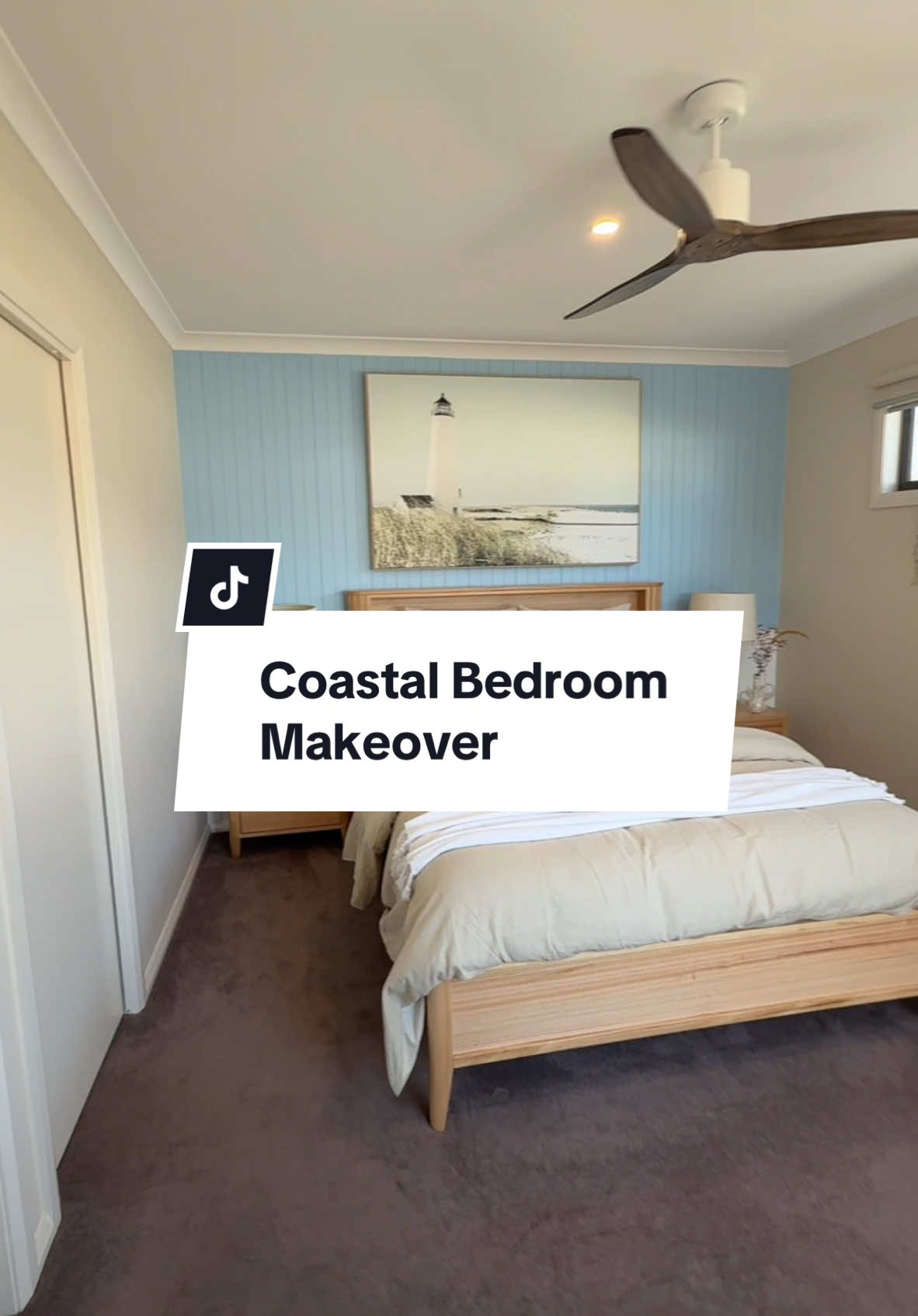 Creating A Coastal Bedroom Retreat 🏖️ I love coastal design but my house very much country style 😂  Coastal and country don’t blend that well…. So I decided to transform my parent’s bedroom and turn their boring room into a beautiful coastal retreat for them. So what do you think of the end result? Are you more #coastalliving or #countryliving ??? 😜 #homeimprovement #DIY #diyaustralia #roommakeover #australianhomes #homestyling #coastalbedroom 