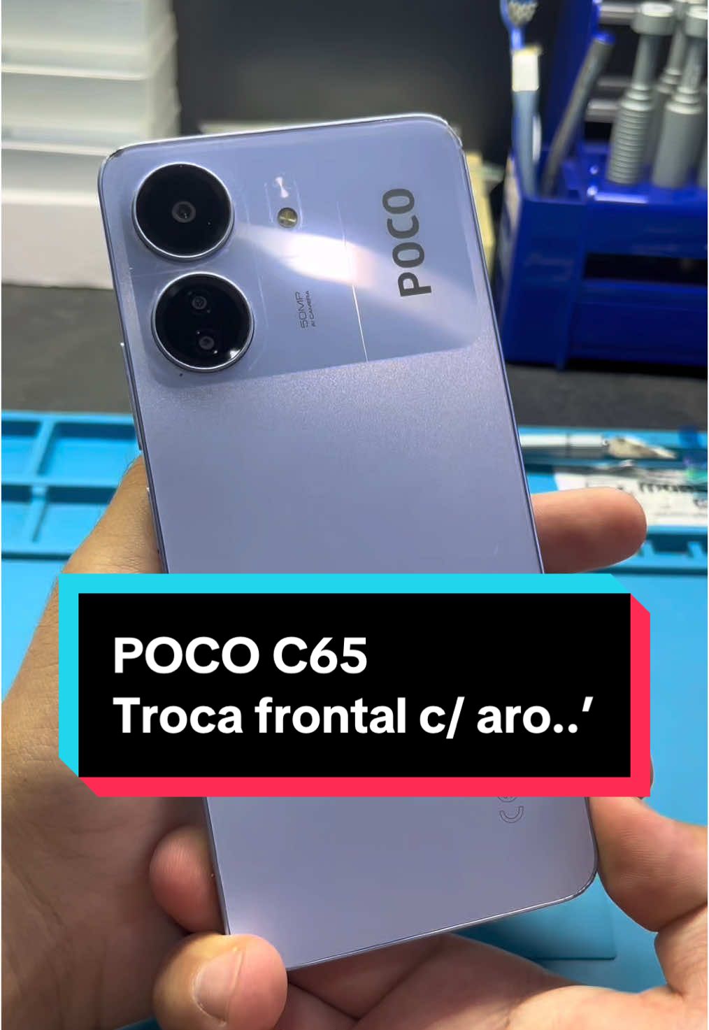 Poco c65 que já havia sido trocado a tela, cliente optou por uma tela que aqui pra nós e considerada como 3ª linha e nosso fornecedor só tinha com aro..’ 
