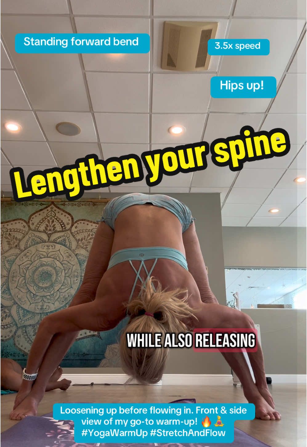 Standing Forward Bend (Uttanasana) is great for stretching the hamstrings, calves, and lower back while also releasing tension in the neck and shoulders. It lengthens the spine, improves flexibility, and promotes relaxation by encouraging deep breathing and circulation.  #StandingForwardBend #YogaWarmUp #StretchAndFlow #MindfulMovement #YogaPrep #FlexibilityGoals #BalanceAndBreathe #YogaEveryDamnDay #WellnessVibes #FullBodyStretch