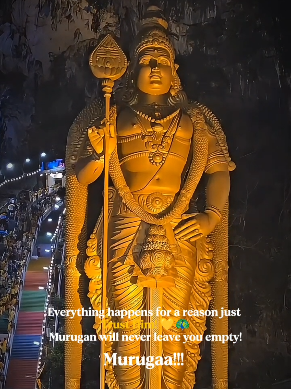 Murugan The Divine Protector! Everything happens for a reason, just trust Him! No matter what you go through, Murugan will never leave you empty✨🦚 He is always guiding, always protecting🙌 Call upon Him with faith, and He will fill your life with strength, wisdom, and victory! Murugaa!!! #Murugan #LordMurugan #TrustHim #DivineBlessings #Victory #yamirukebayamen #muruganthunai  #batucave #appamurugatunai🔥🦚🙏 #fypシ #fypシ゚viral     