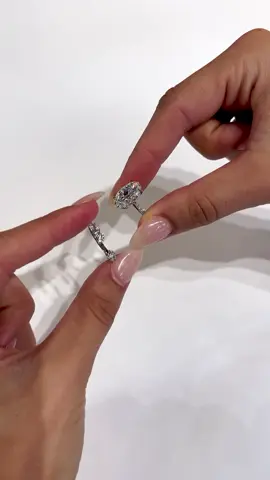 A combo that never fails — a ring with a donut paired with an open band for a ✨seamless✨ stack. Stacked with this E-color, VVS2 clarity 5.01 carat oval Jolie is a larger 2.8mm open Etta band, creating a gap-free stack 🙌🏼 — Jolie Ring for $9,400 + Etta band for $2,075 (as shown)  #CreatedRings #labdiamond #labdiamondengagementring #CreatedJolie #CreatedEtta #CreatedOval 