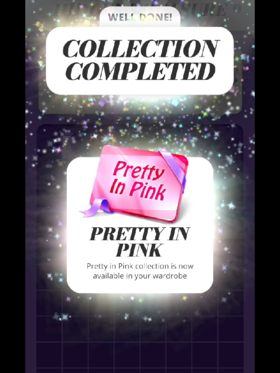 I completed the pretty in pink collection 🎀🩷💫  In love with the dress 🥹🥹. #jogosmobile #glow #girlies #treasure #dressupgame #gamergirls 