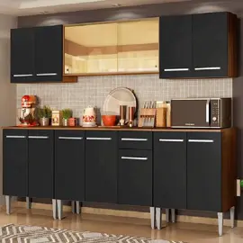 Transforme sua cozinha com a Cozinha Completa Madesa Emilly Fire! 🔥 Com design moderno e funcional, inclui balcão e armário aéreo para organização total. 🏡✨ Adquira já o seu em Rustic/Preto! 🖤 #cozinha #decoração #móveis #madesa 