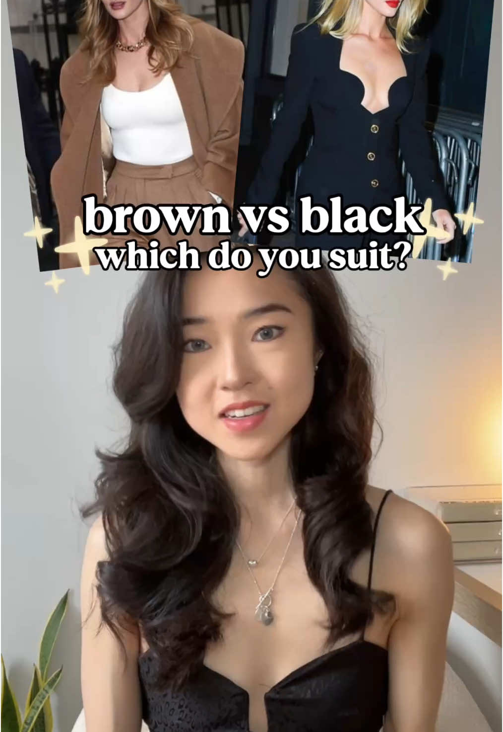 Brown vs black: which looks better on you? 🧸🖤 #fashion #fashiontiktok #fashiontok #style #styletips #styleinspo #outfitinspo #outfitideas #blackoutfit #brownoutfits #coloranalysis #coloranalysistok 