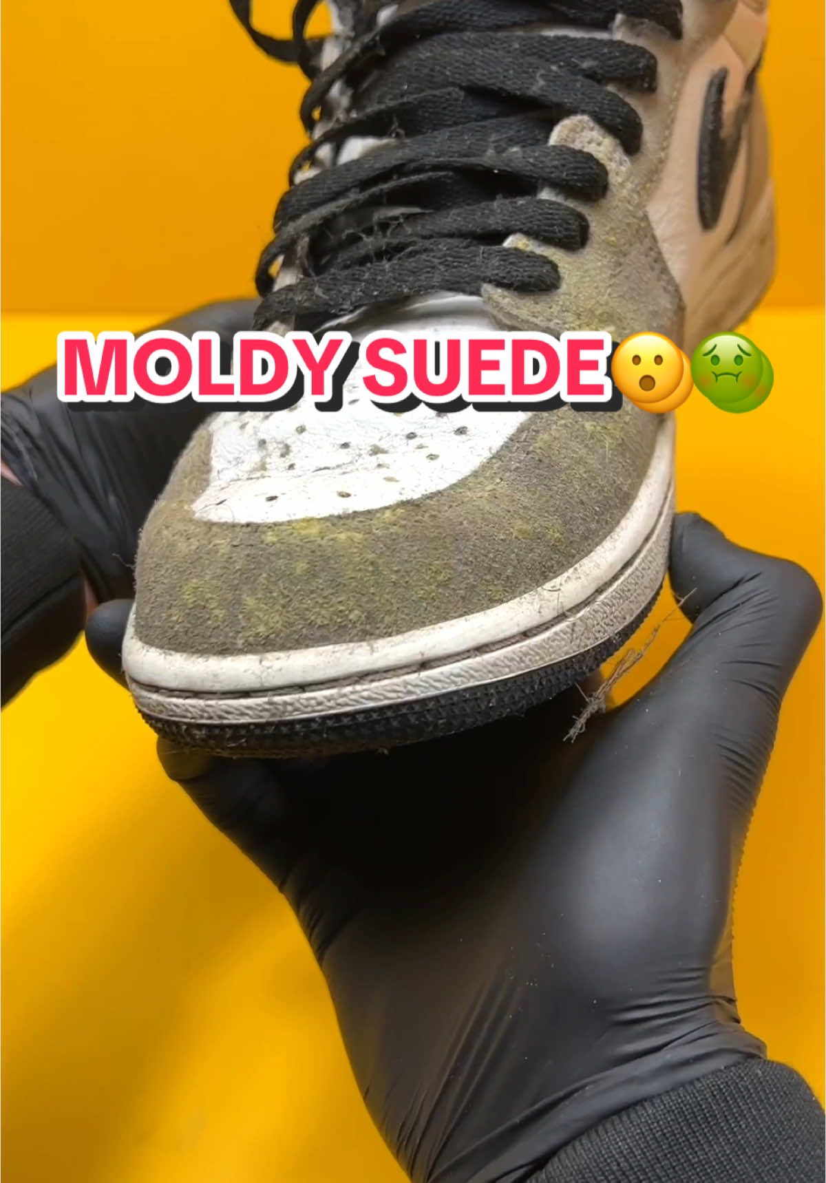 Mouldy Suede😱🤢 Can We Save Them From The Landfill?🦸‍♂️🚮 Watch To The End For The Results😍. Satisfying ASMR Deep Clean On Jordan 1 High Retro Light Smoke Grey🔥.  💷Deep Clean From £25 🚗FREE Pick-Up & Deliver To Your Door Step 📍Watford +10 Miles  📆5 Working Day Turnaround.  ➕Offering Repairs: Paintwork, Scuffs, De-Yellow, Glue, Sewing & So Much More🎨🖌️ 📊We Also:  Buy Used Footwear  Teach You How To Clean! Drop a Follow & Message Us For a Free Quote Today🧼🔥 #shoecleaning #sneakers #howtocleansneakers  #beforeandafter #satisfying #sneakeraddict #restoration  #niketrainers #restoration #jordan1 #cleaningtips #airjordan1high #jordan1highlightsmokegrey #asmr 