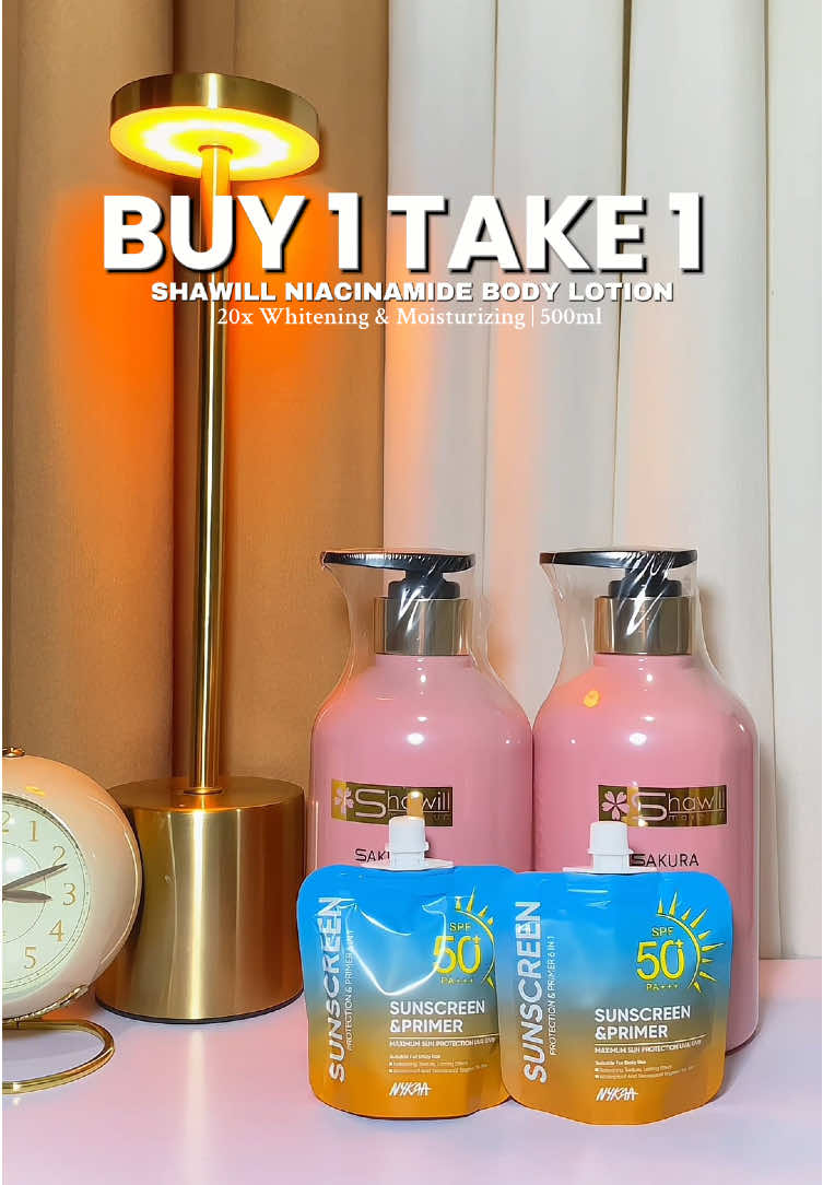 Naka b1t1 yung favorite body lotion ko! 🌸😍 From dating ₱299 each ₱200+ pesos nalang 2 botttle na 500ml na yung marereceive mo with freebeys pa! 💓 #shawill #shawilllotion #shawillsakurabodylotion 