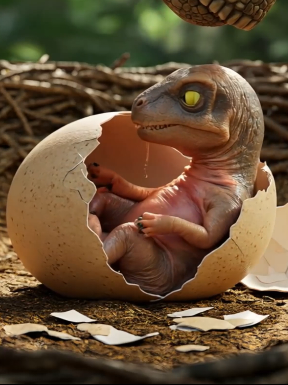 Did dinosaurs really lay eggs like this? 🤔 AI brings history to life with this stunning T-Rex clip! 🦖 #dinosaurs #prehistoric  #dinosaurslayingeggs #layingeggs #surreal #aianimals #Tyrannosaurus #london #weirdtiktok 