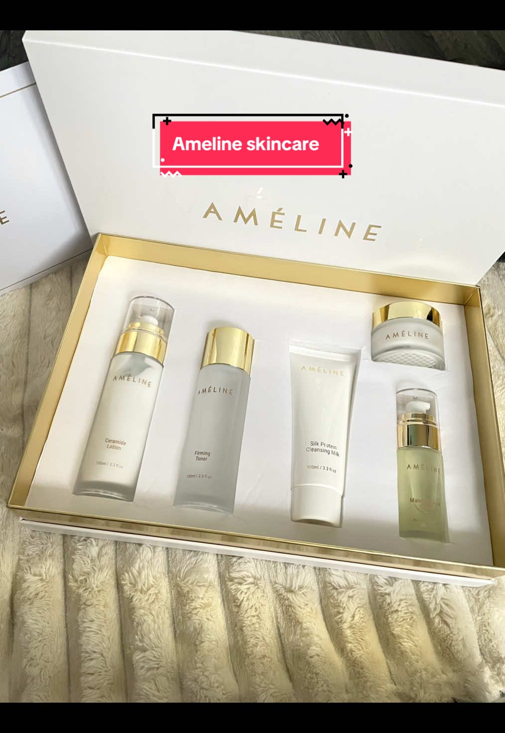 #AD Hello! 🤍 I want to share this new brand called @amelineskincare 🤍 Their skincare box contains five products. It’s suitable and gentle for all skin types. Please enjoy my unboxing, and overview BELOW.  I will be back soon with a full demonstration! 🧖‍♀️ About these products:  STEP 1 - Silk Protein Cleansing Milk: this is perfect for blackheads, blemishes, dryness and sensitive skin. Silk protein is great for elasticity, cell function and wrinkles.  STEP 2 - Firming Toner: this helps to boost collagen production and improve elasticity. It’s a great help for pores and leaves your skin looking smooth. The texture is very light and hydrating!  STEP 3 - Mandelic Acid Serum: this helps to minimise fine line and reduce blemishes. It also benefits your skin by making it more radiant. it’s a light watery texture that is very gentle. STEP 4 - Ceramide Lotion: this is a must have if you want to improve your skin barrier. The texture is fluffy and massages in very well. If your skin needs a bit of TLC then this will be great, plus it also locks in moisture to give you that bouncy hydration you need. I LOVE using ceramides in my skincare.  STEP 5 Vitamin C - Organic Cream: if you are suffering with pigmentation or dullness in your skin, this will help with that by giving a radiant glow! Vitamin c is a powerful antioxidant to help with collagen production. I am loving these so far, can’t wait to see more results with them. Please come back to see my routine with these products and images of my skin! ☺️✨ Check out this new brand for yourself here: @amelineskincare  skincare unboxing . Skincare . Skincare review . Luxury skincare . Ceramides . Gentle skincare . Ameline skincare #amelineskincare #skincare #skincareroutine #glowyskincare #glowyskingoals #skincarecommunity #skincareblogger #ugccreator #ugccommunity 