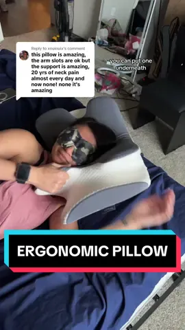 Replying to @xnuinuix the reason these ergonomic pillows are great for neck pain, back pain, shoulder pain, and hip pain is because they support your neck and head which helps with spinal alignment. They also have space for your arms to relieve shoulder compression #pillow #ergonomicpillow #sidesleeper #neckpain #backpain #shoulderpain 