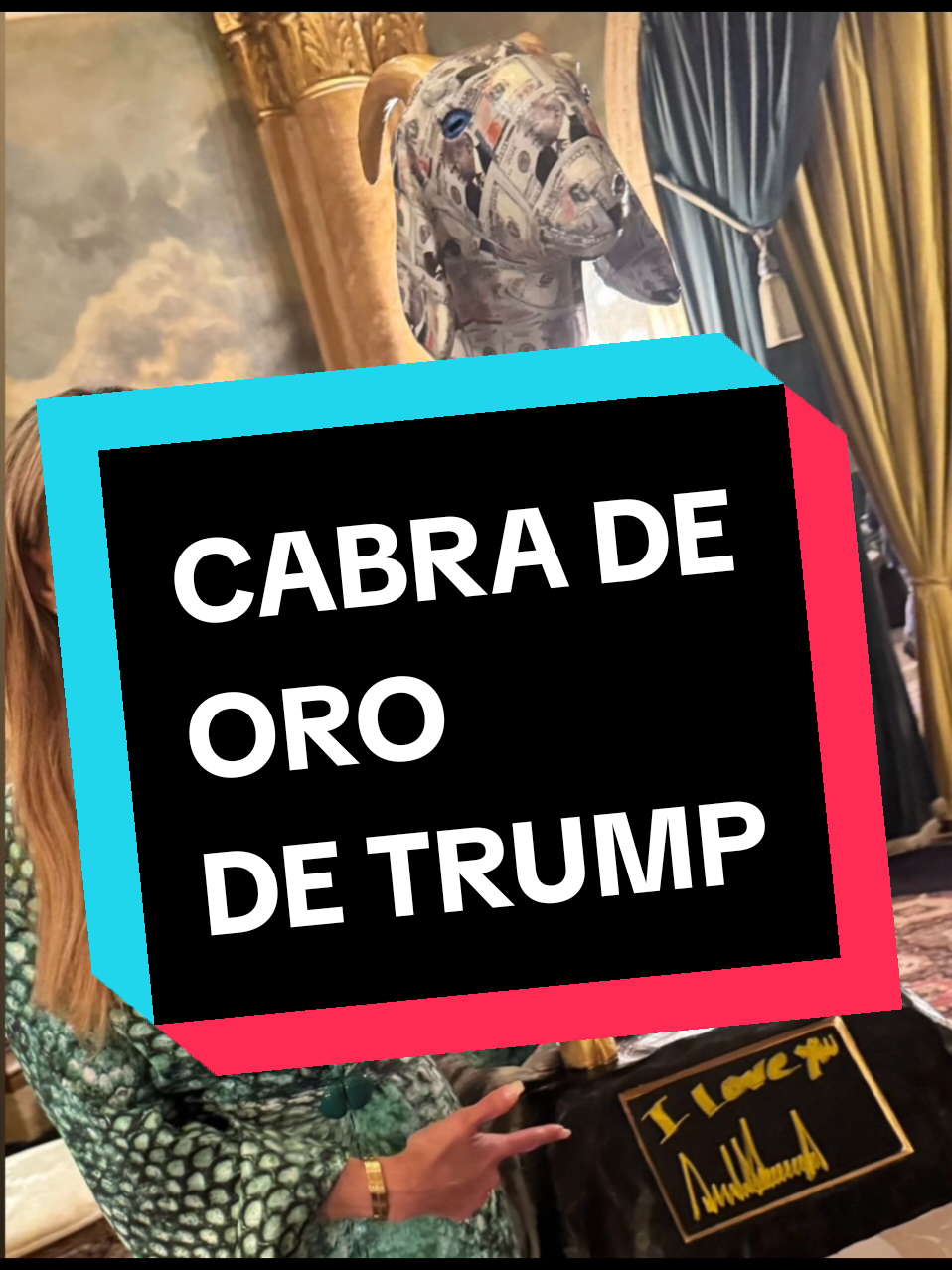 En un giro inesperado, un miembro de Mar-a-Lago ha causado revuelo en Internet al compartir imágenes de una estatua de cabra con pezuñas doradas, cubierta de billetes de 100 dólares con la inscripción 