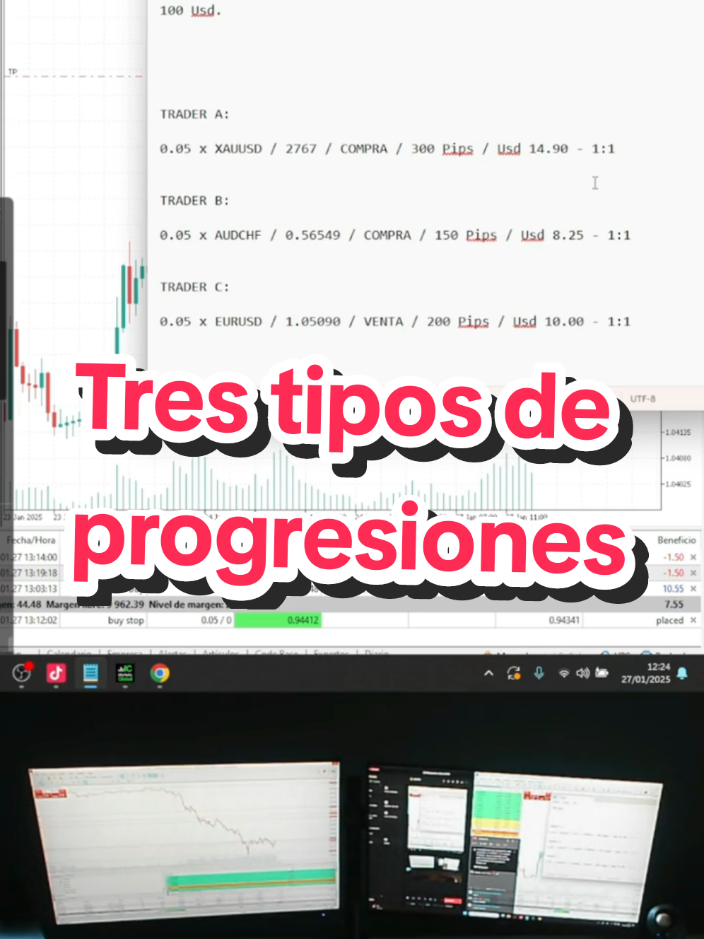 Tres tipos de progresiones en trading #trading #tradingnopredictivo 
