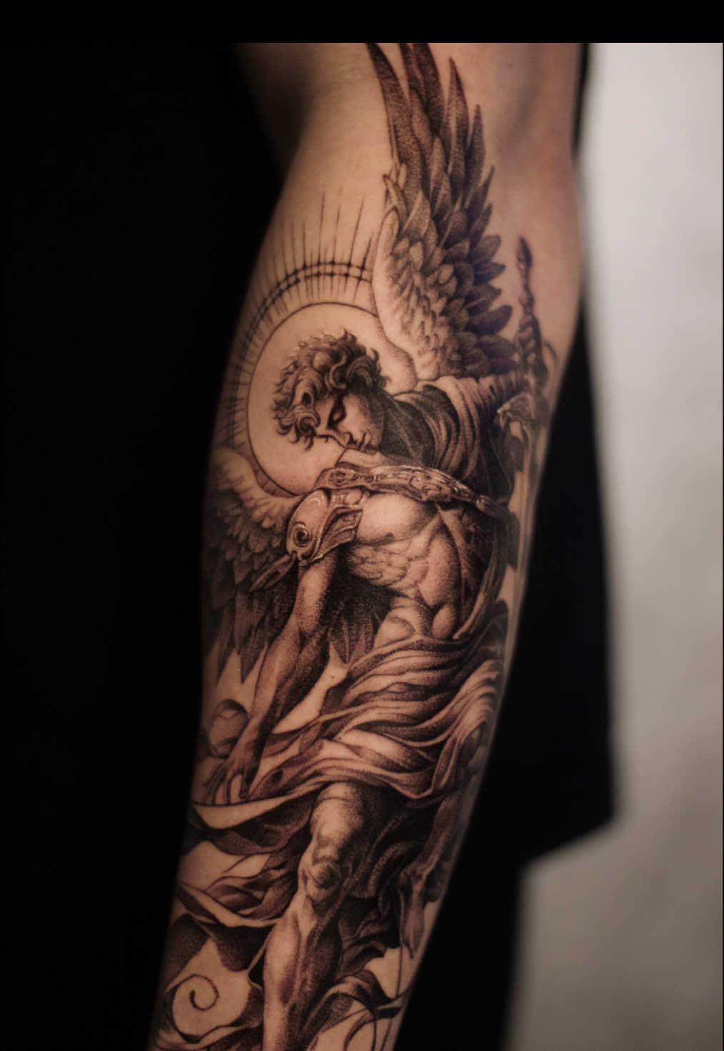 Archangel Michael🔥 Open schedule, Just DM me on IG🤝 . . . #angeltattoo #pangasinantatooartist #sleevetattoo #fyptattoo #realism 