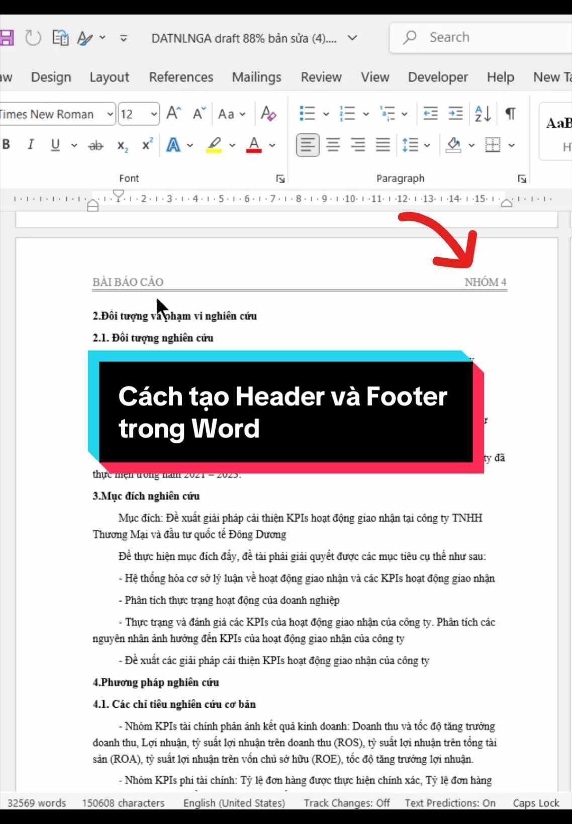 Cách tạo Header và Footer trong Word siêu dễ #tinhocvanphong #word #excel #sachtinhocvanphong #LearnOnTikTok 