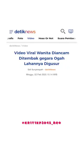 Sebuah video yang menggambarkan seorang wanita tengah mempertahankan tanah yang hendak digusur perusahaan di Lombok Tengah, Nusa Tenggara Barat (NTB), viral di media sosial (medsos). Ibu-ibu itu sempat mendapatkan ancaman tembak dari pemilik perusahaan. Dalam video yang diterima detikBali, tampak wanita tersebut tengah berdebat dengan sejumlah laki-laki yang diduga pekerja proyek. ngotot ingin mempertahankan lahannya. Namun, tiba-tiba datang seorang pria yang mengenakan helm proyek warna putih sembari mengancam ingin menembak 