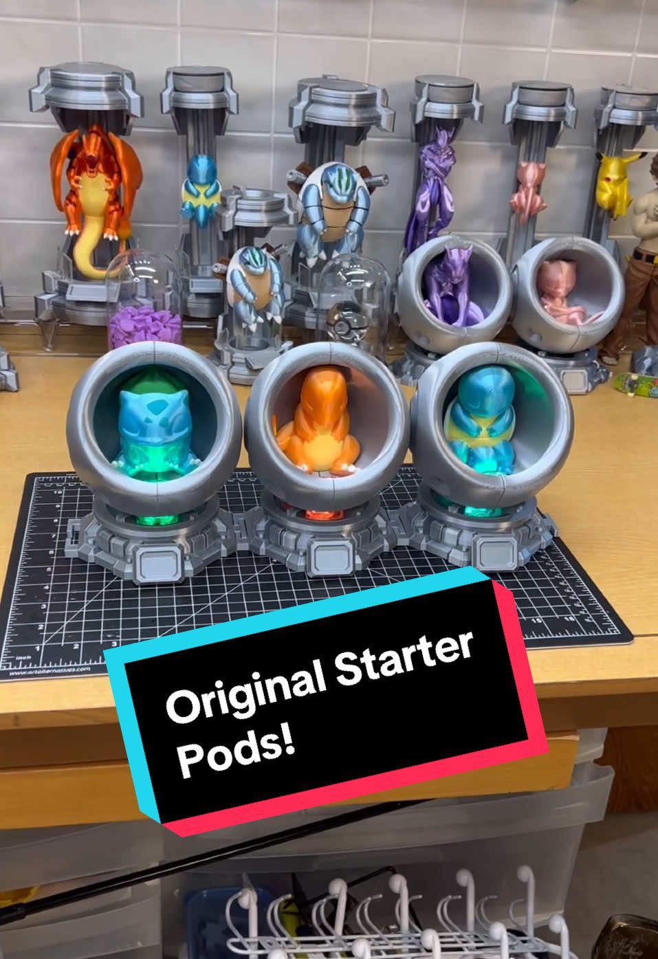 New Starter Healing Pods! #pokemon #3dprint #3dprinting #light #charmander #bulbasaur #squirtle #starters #original 