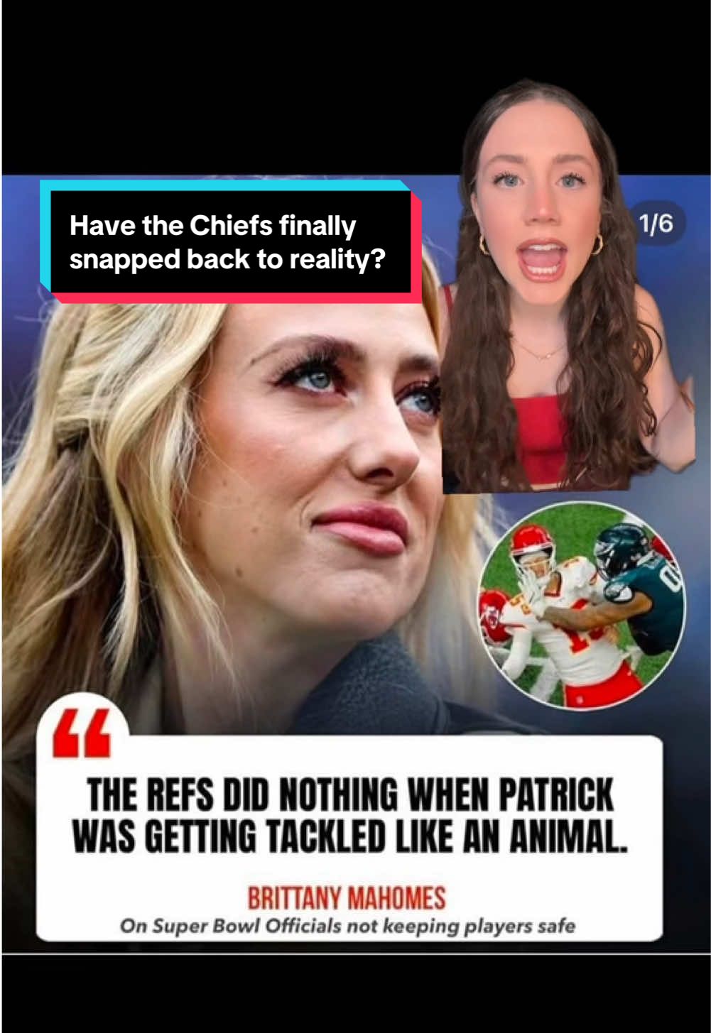 What are your thoughts on the referees during the Kansas City Chiefs game? Do you think that Brittany Mahomes statement is fair? Or do you think that Patrick Mahomes is just getting treated like every other Quarterback and NFL team in the league? #nfl #kansascitychiefs #patrickmahomes #football #greenscreen 