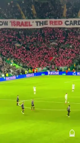 Fans of Celtic Football Club displayed a banner reading 'Show Israel the red card' during last nights UEFa Champions League game against Bayern Munich. Fans of the Scottish football club have been vocal supporters of Palestine for a long time. #football #uefa #championsleague #ucl #celtic #bayern #bayernmunich #israel 
