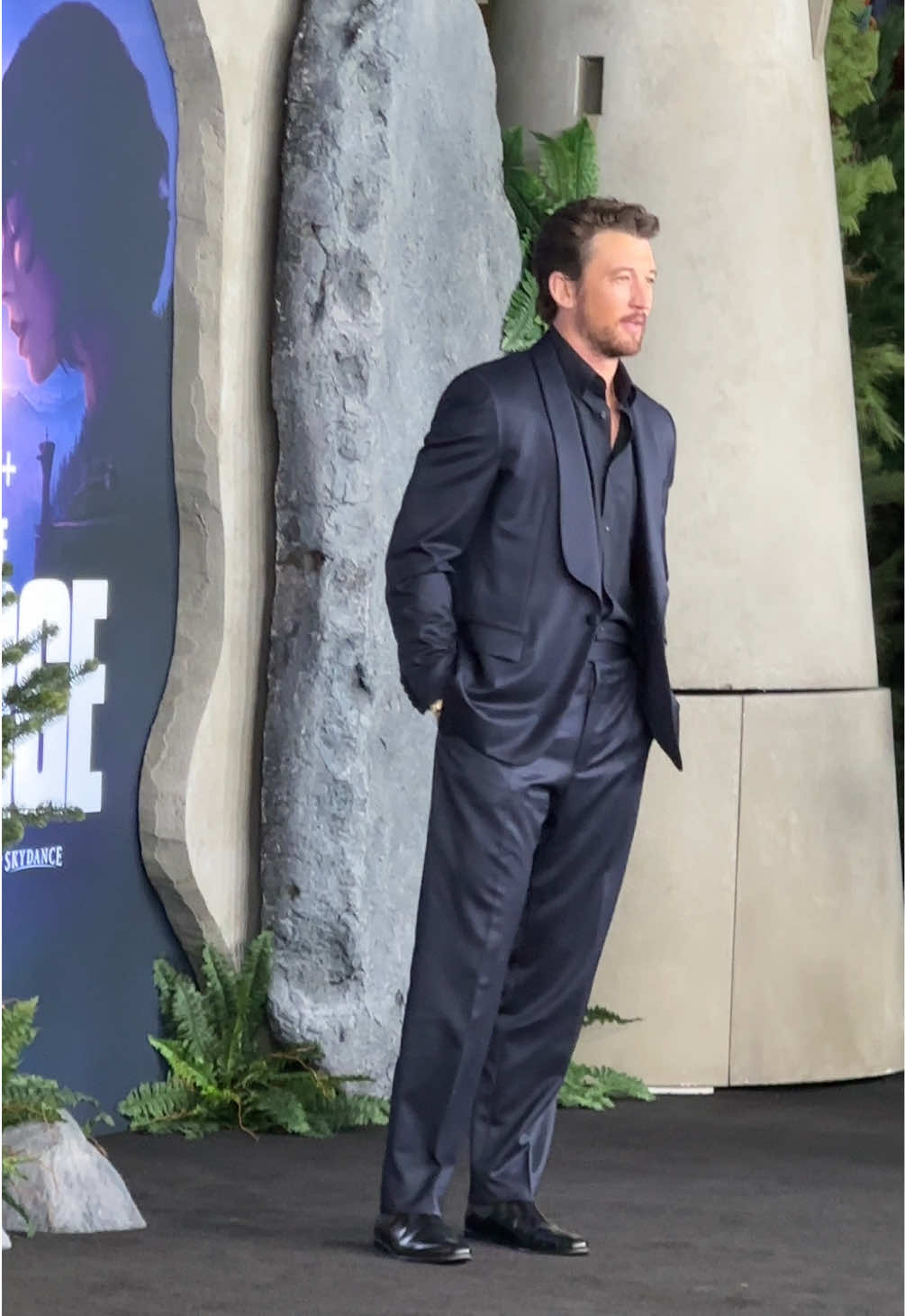 #milesteller poses for cameras at the premiere for #appletv’s #thegorge in #losangeles 