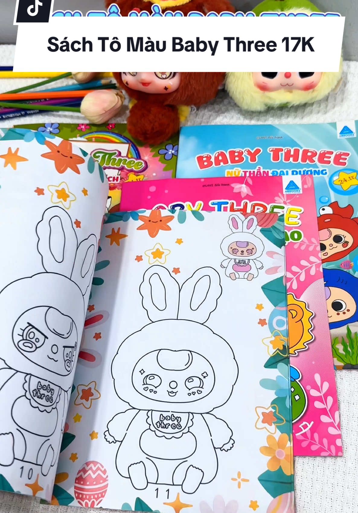 17k/quyển sách tô màu Baby Three siêu dễ thương cho các bé, với 4 chủ đề hình ảnh to rõ nét, combo 4 quyển 64K 🎨🖍️📒 #sachtomau #xuhuong #viral #mevabe #nuoicon #sachchobe #babythree 