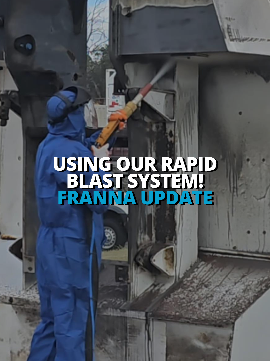 Watch as we put our RapidBlast dustless blasting system to work, stripping off the old paint and rust to reveal a clean surface for further work! #franna #machinist  #cuttingedgeengineering  #workshop  #engineering #machining