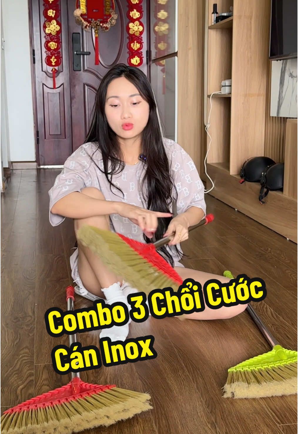 Combo 3 Chổi Cước Cán Inox #quynhtaphoane 