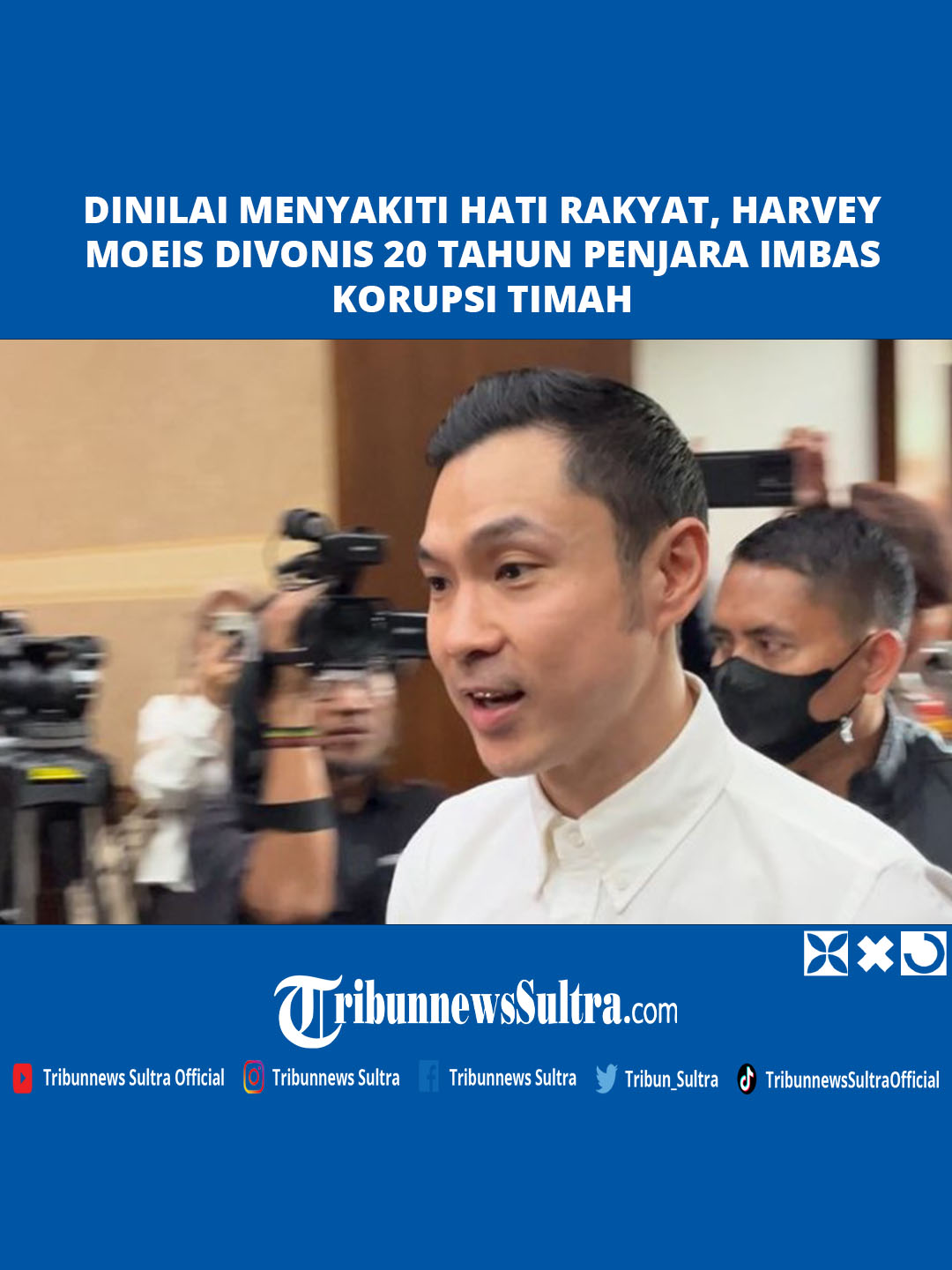 Alasan Harvey Moeis Divonis 20 Tahun Penjara Imbas Korupsi Timah, Dinilai Menyakiti Hati Rakyat Terdakwa kasus korupsi tata niaga timah, Harvey Moeis divonis hukuman penjara selama 20 tahun dalam perkara banding yang diputus oleh majelis hakim Pengadilan Tinggi Jakarta, Kamis (13/2/2025). Diketahui hukuman ini lebih berat dibanding vonis Pengadilan Tipikor Jakarta yang memvonis suami artis Sandra Dewi itu dengan hukuman penjara selama 6,5 tahun. #harveymoeis #sandradewi #korupsi #timah #penjara #tribunnewssultra  Program: Tribun Viral Video Editor: Wa Ode Ria Ika Hasana Sumber: Tribunnews.com Uploader: