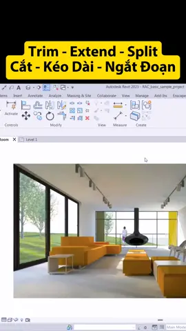 Revit Bài 13 Trim, Extend, Split ( Cắt - kéo dài - ngắt đoạn). Học kiến trúc thực chiến online. #hoccungtiktok #architecture #tutorial #autocad #revit #kientruc #sinhvien #kientructhucchien #ktshuynhdung #longervideos 