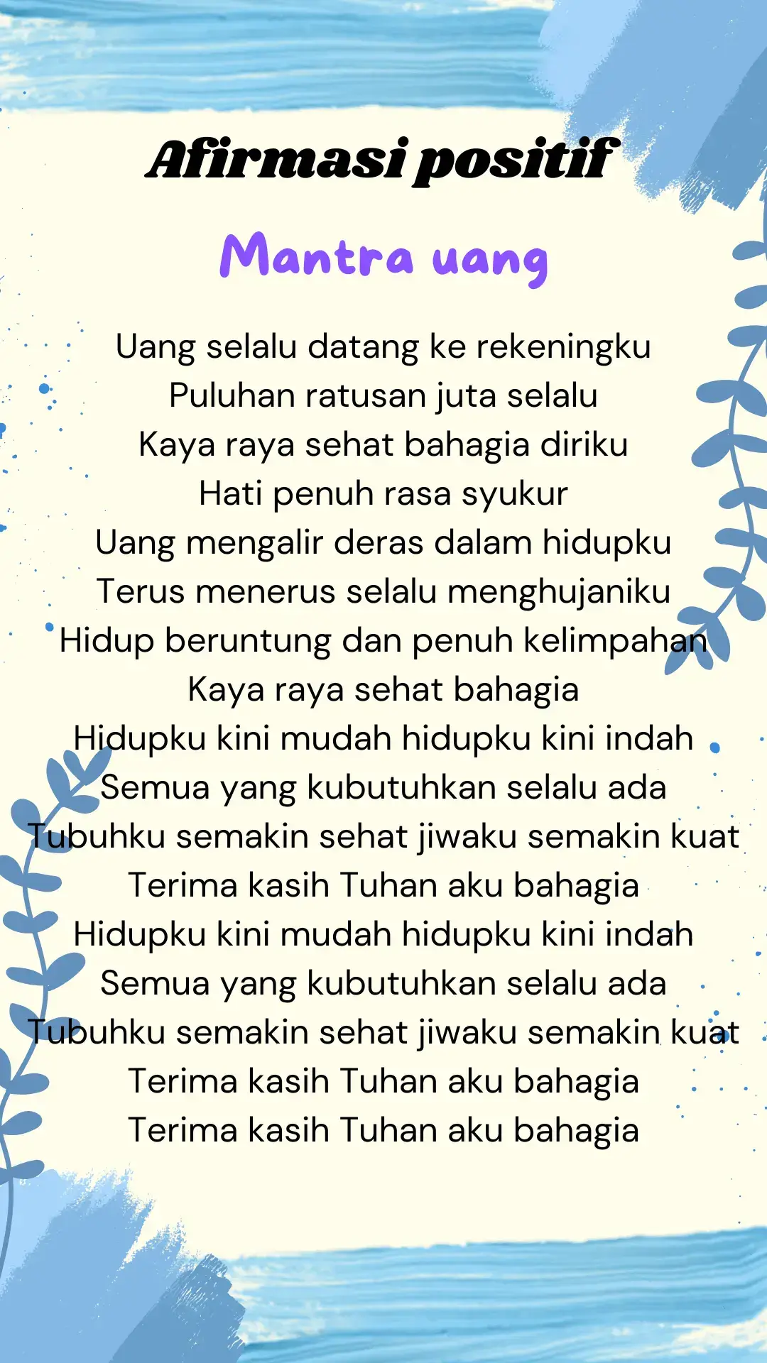 #lagupositivevibe #tiktokviral #fypシ #fyp #afirmasipositif #doa #afirmasikeberlimpahan #afirmasiuang #afirmasisebelumtidur #mantrauang #mantrauangaviwkila #laguviral 