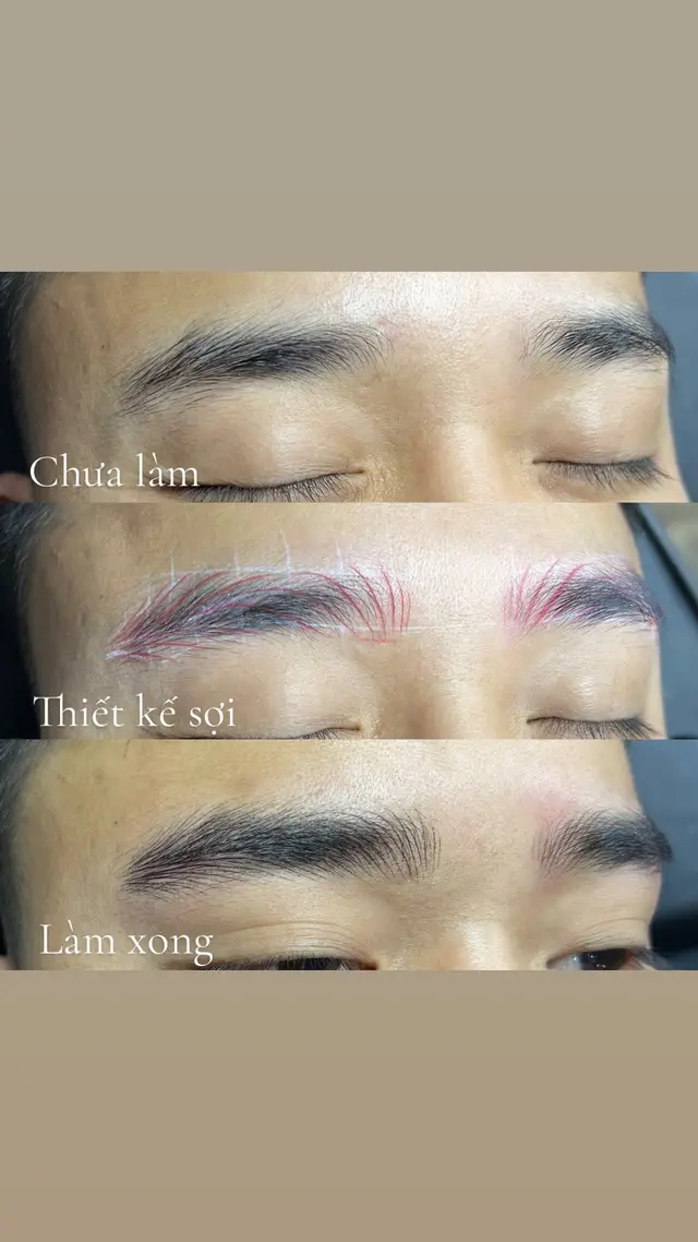 Điêu khắc chân mày sợi Nam cho a zai , chân mày bị thiếu đuôi ngắn và fom dáng chưa đều#điêukhắclôngmày #phunxamthammy 