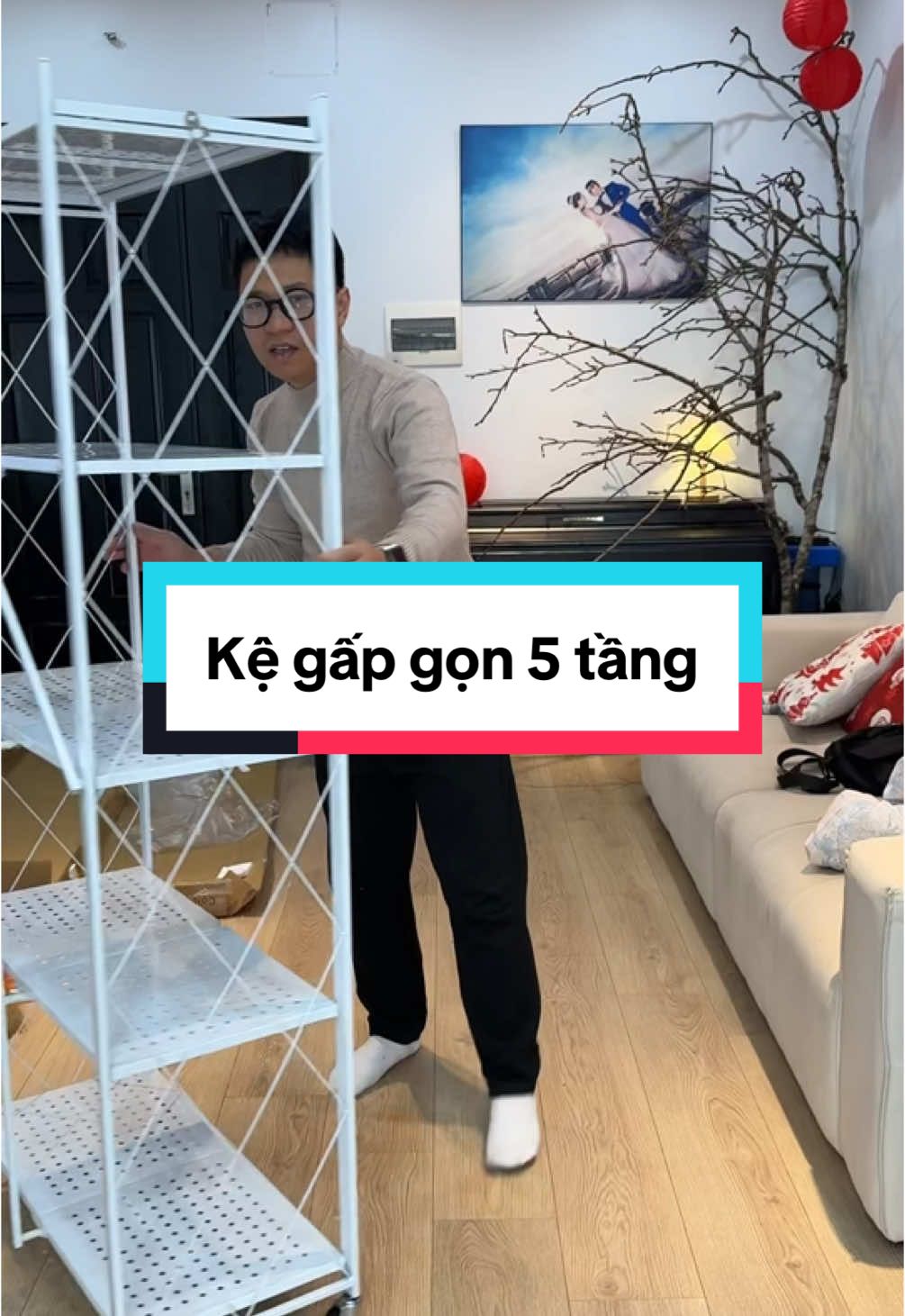 Kệ gấp gọn 5 tầng, có bánh xe, để đồ gia dụng #giadinhlangac #kededo #kedanang #ke5tang 