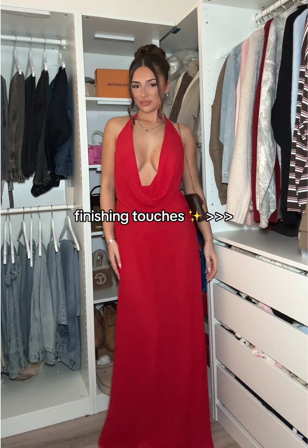 Always got to add jewelry to complete an outfit💎✨>>> wearing @Bohomoon *ad #fyp #jewelrylover #bohomoon #valentinesoutfit #finishingtouches #reddress 