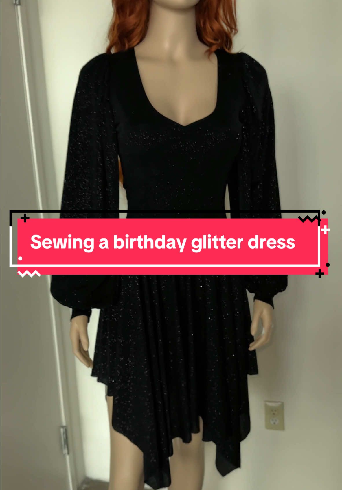 Sewing a custom birthday glitter dress for my customer @@Alley