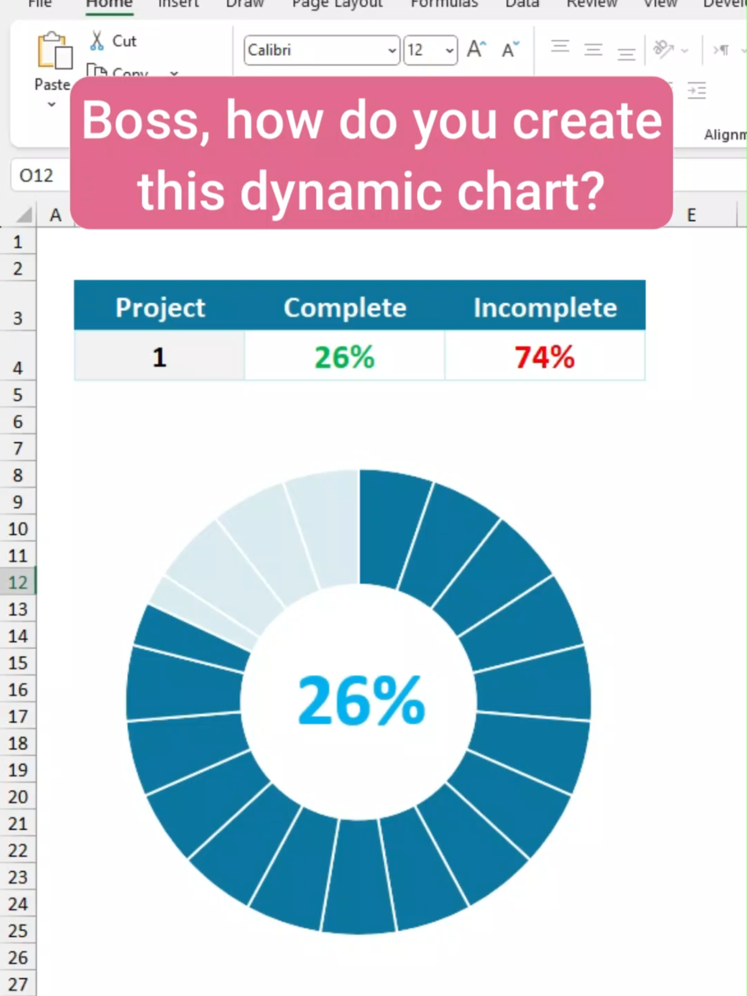 Create Progress circle chart in excel #excel #exceltips #exceltutorial #learnexcelontiktok #excelhelp #productivityhacks #spreadsheetskills #microsoftexceltutorial #fyp #fypage #fypppppppppppppp