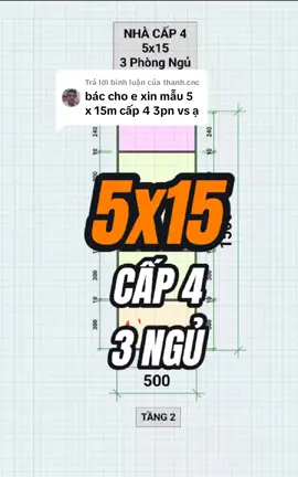 Trả lời @thanh.cnc Gợi ý cách chia phòng 5x15m có 3 Ngủ #kientrucantrach #nhâcp4 