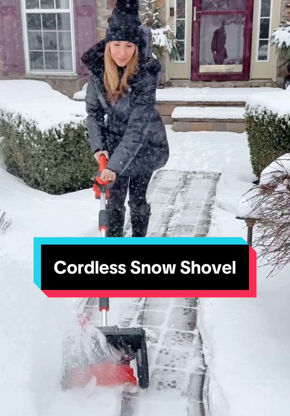 Cordless Snow Shovel ❄️ This compact, cordless snow shovel is one of the coolest things I’ve bought in a long time! My husband and I were fighting over who gets to use it all morning. 😂  I bought the 13” model. Comes equipped with an adjustable handle, directional plates and powerful rechargeable 24 volt battery pack. Super easy to use,comfortable and lightweight. Removes snow easily from sidewalks, driveways, walkways, decks and more. Works best in snow up to 6.5” to 7.” Cuts through snow like butter! We never had so much fun shoveling!! Also great not to have a sore back. 🤗 #tictocshop #snowshoveling #snowshovel 