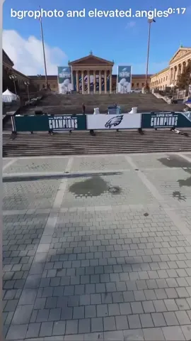 Sylvester Stallone’s personal rocky statue has been returned to the top of @philamuseum Rocky Steps in time for the Philadelphia Eagles Super Bowl championship, parade, and rally video by @elevatedangles_ #eagles #philly #rocky 