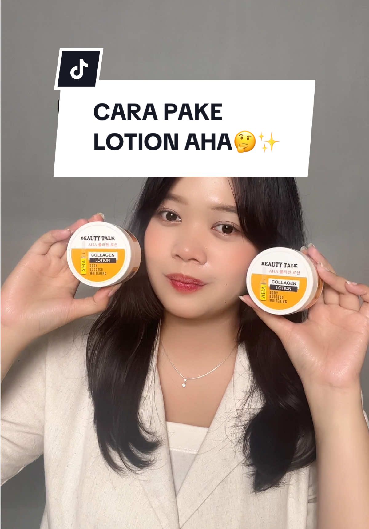 Replying to @anakbapak 🧕 Jadi gini cara pake Lotion AHA yang benar ya, jangan lupa pake rutin👌🏻✨ #BeautyTalk #AHACollagen #LotionAHA #bodylotion #lotionwhitening #bodycareroutine #ahabooster #ramadanekstraseru @Beauty Talk Store 