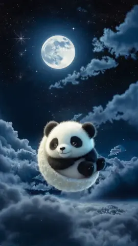 The panda is drifting off to sleep on the moon.  #panda #sleep #moon #goodnight #relaxsound