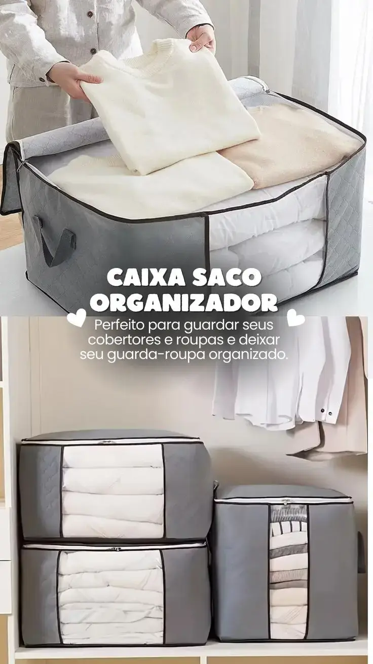 Caixa Saco Organizador, Anti-Poeira Umidade 😍 Por R$17,88 - R$59,88. #acheinashopee  #caixaorganizadora 