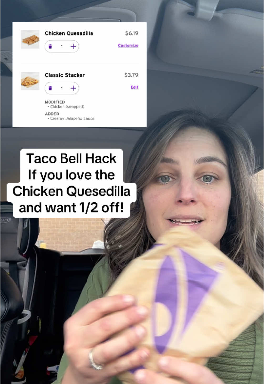 Taco Bell Hack if you love the chicken quesadilla and want to save money #tacobell 