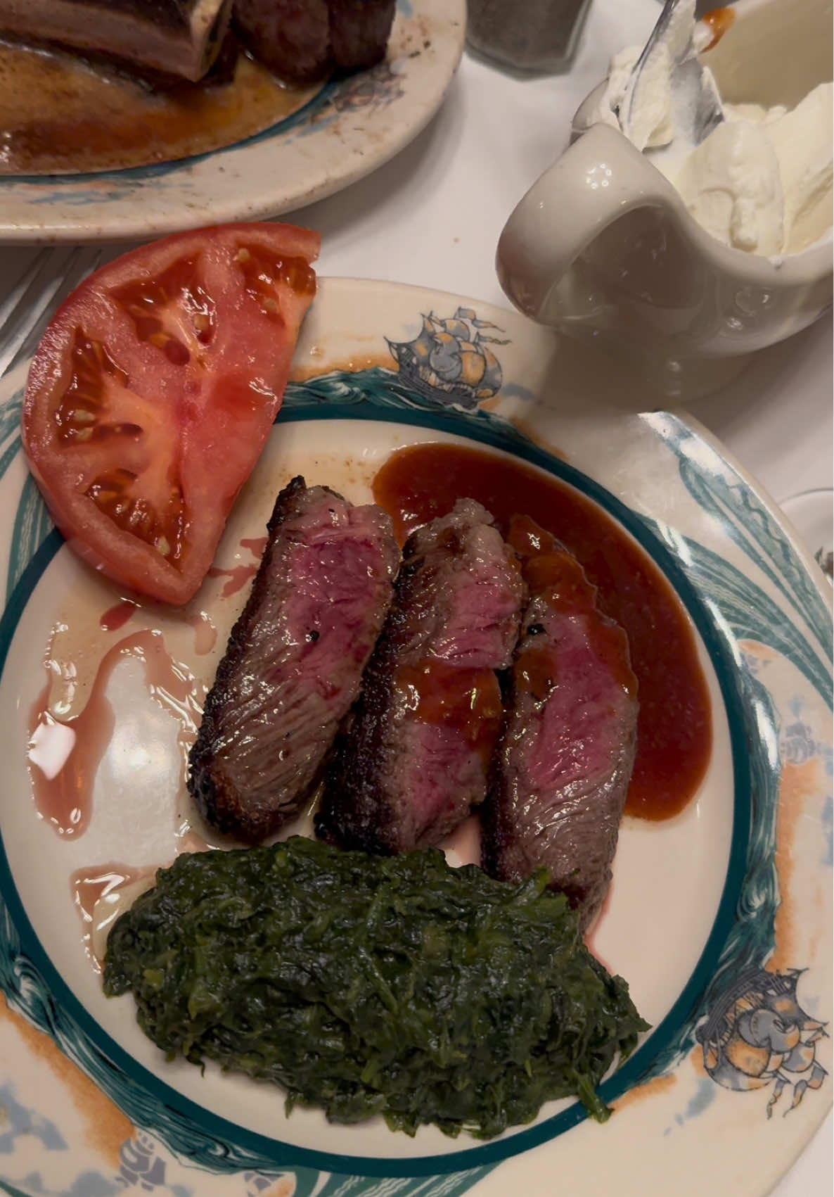 Valentines Day Dinner at Peter Luger Steak House  Tomatoes for 2 2 Rib Steaks Creamed Spinach Baked Potato #peterluger #peterlugersteakhouse #ValentinesDay #vday #steak #nyceats #nycfoodie #flushingfoodie