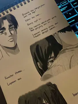 Pada akhirnya ini hanyalah kisah yang amat panjang tentang cinta yang menyadarkan kita bahwa,manusia adalah budak bagi yang di cintainya. Hiduplah bertahun-tahun lupakan tentang diriku hiduplah dengan bebas. Eren. 🕊️ #aot #eren #mikasa #AttackOnTitan 