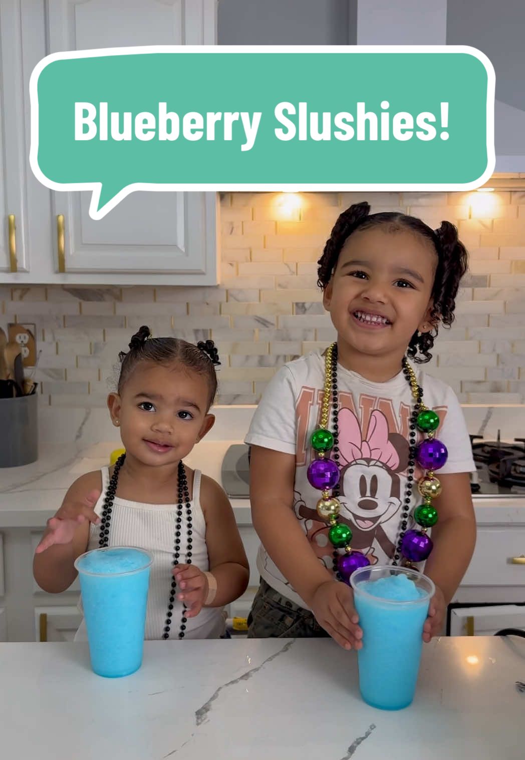 Quick and easy Blueberry Slushies #Recipe #sisters #recipesforkids 