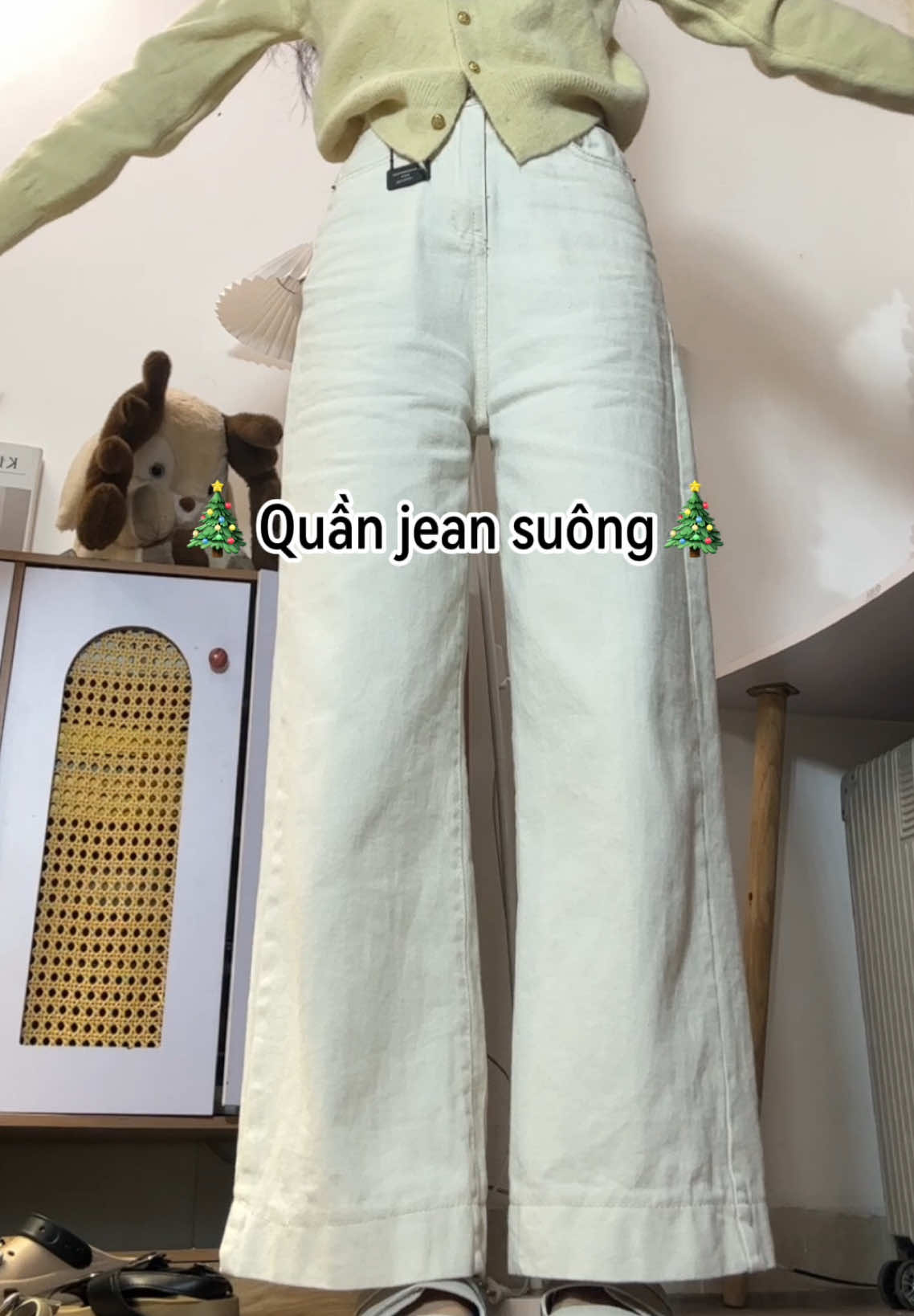Quần jean ống suông Nấm dài 97 #tiktok #review #quanao #quanongrong 